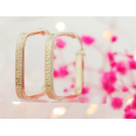 Złote kolczyki koła, kwadratowe