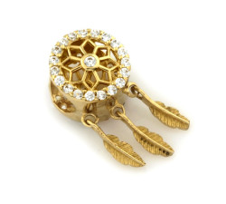 Złota przywieszka z piórkiem i cyrkoniami