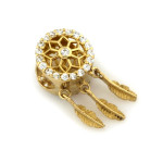 Złota przywieszka z piórkiem i cyrkoniami