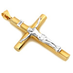 Złota przywieszka w kształcie krzyżyka, klasyczny symbol religijny