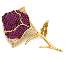 Złota broszka z cyrkoniami dla kobiety