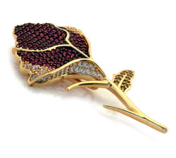 Złota broszka z cyrkoniami dla kobiety