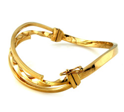 Złota bransoletka bangle z diamentowaną powierzchnią