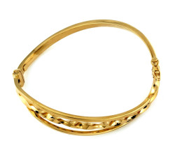 Złota bransoletka bangle z diamentowaną powierzchnią