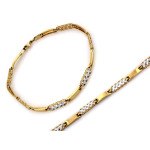 Złota bransoletka 375/9k, diamentowana powierzchnia