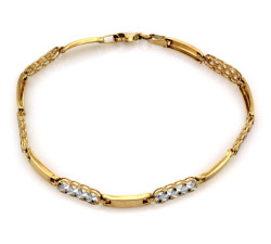 Złota bransoletka 375/9k, diamentowana powierzchnia