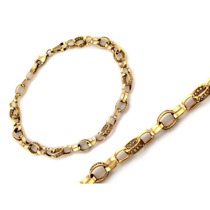 Ażurowa bransoletka 375, z żółtego złota, długość 19 cm