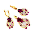 Złoty komplet z kolczykami i zawieszką z cyrkoniami