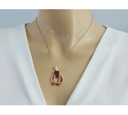 Złoty komplet z kolczykami i zawieszką z cyrkoniami