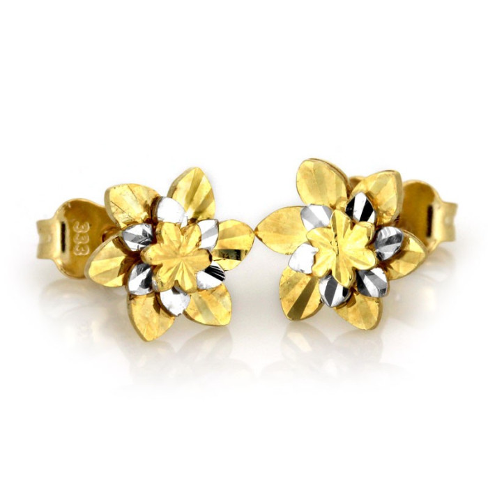 Złote kolczyki kwiaty, próba 375/9k, na prezent