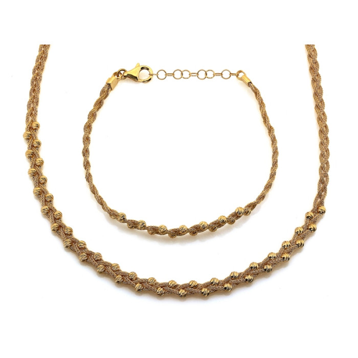 Złoty komplet biżuterii 585/14k naszyjnik + bransoletka