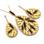 Złoty komplet z onyksami, na prezent