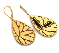 Złoty komplet z onyksami, na prezent