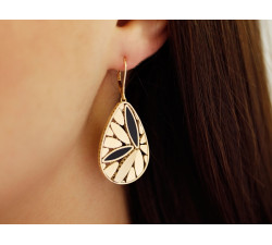 Złoty komplet z onyksami, na prezent