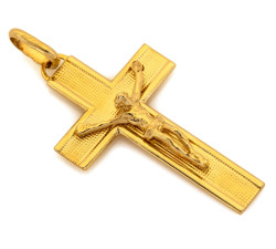 Złota przywieszka krzyżyk 37mm