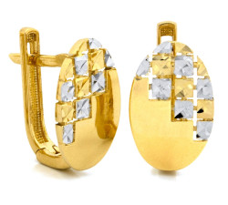 Złote kolczyki prostokątne 585, szerokość 9.4mm