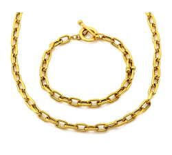 Gruby złoty komplet naszyjnik i bransoletka