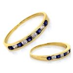 Złoty pierścionek z szafirem, 375/9k