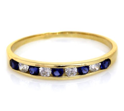 Złoty pierścionek z szafirem, 375/9k