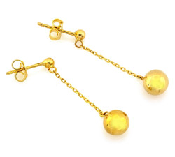 Złote kolczyki wiszące 585 z kulkami