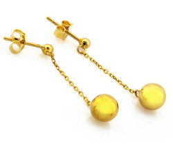 Złote kolczyki wiszące 585 z kulkami