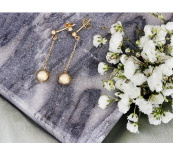 Złote kolczyki wiszące 585 z kulkami