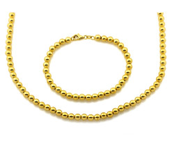 Złoty komplet naszyjnik i bransoletka z kulek