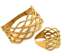 Złoty pierścionek 585, szerokość 11 mm