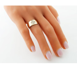 Złoty pierścionek kwiatowy z cyrkoniami