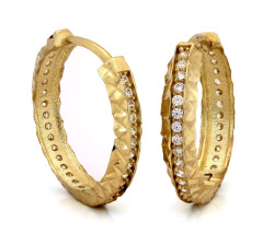 Złote kolczyki z cyrkoniami w kształcie kół