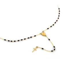 Złoty różaniec z regulacją, czarne kamienie, 585/14k