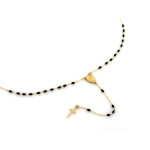 Złoty różaniec z regulacją, czarne kamienie, 585/14k