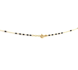 Złoty różaniec z regulacją, czarne kamienie, 585/14k