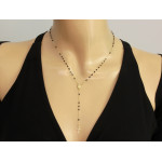 Złoty różaniec z regulacją, czarne kamienie, 585/14k