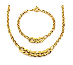 Komplet złoty gruby splot pleciony