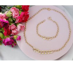 Komplet złoty gruby splot pleciony