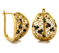 Złote kolczyki ażurowe z cyrkoniami