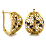 Złote kolczyki ażurowe z cyrkoniami