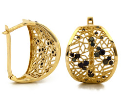 Złote kolczyki ażurowe z cyrkoniami