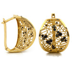 Złote kolczyki ażurowe z cyrkoniami