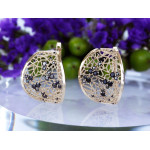 Złote kolczyki ażurowe z cyrkoniami