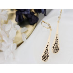 Złote kolczyki wiszące 585 z czernią