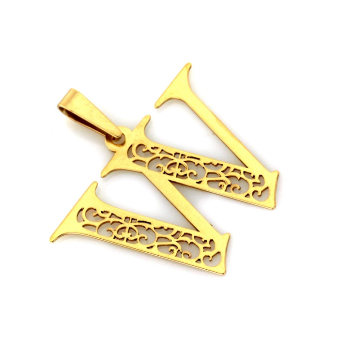 Złota przywieszka z literkami 585/14k, elegancka