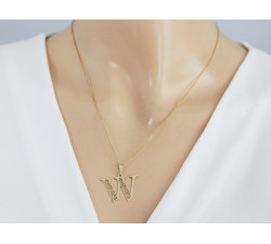 Złota przywieszka z literkami 585/14k, elegancka