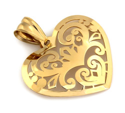 Złota przywieszka, serce, na Walentynki