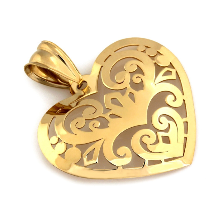 Złota przywieszka, serce, na Walentynki