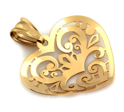 Złota przywieszka, serce, na Walentynki