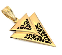 Złota przywieszka geometryczna, 14k, z czerń cyrkoniami
