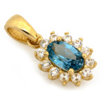 Zawieszka złota 585 owalna markiza z niebieskim środkiem