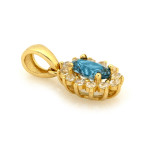 Zawieszka złota 585 owalna markiza z niebieskim środkiem